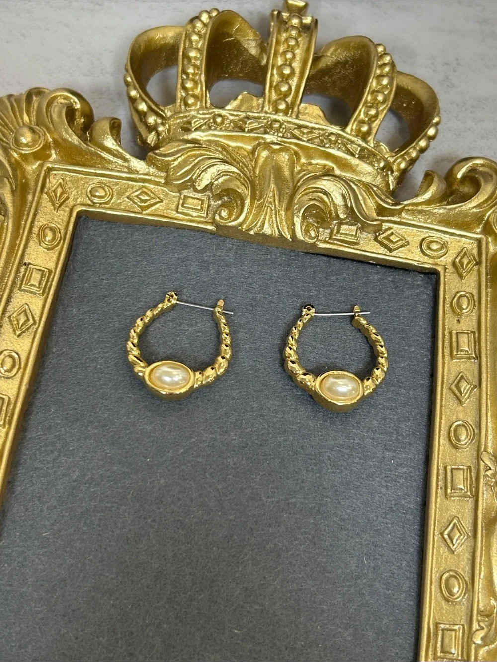 Classic Gold-Tone Pearl Accent Rope Hoop Earrings - Women's Jewelry